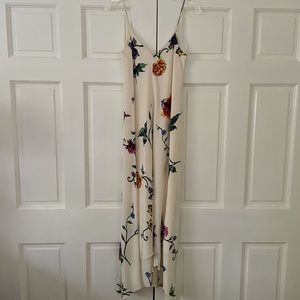 Tibi cream floral silk slip midi/maxi length dress